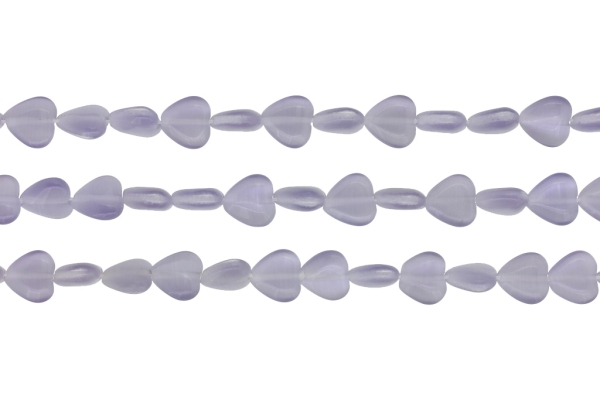 BEADS FROM NATURAL STONES - CAT'S EYE - HEART - 10x10x4mm PURPLE (LIGHT) 02 - PACKAGE (3x40pcs.) Hole-1.0mm