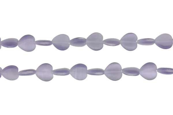 BEADS FROM NATURAL STONES - CAT'S EYE - HEART - 12x12x5mm PURPLE (LIGHT) 02 - PACKAGE (2x33pcs.) Hole-1.0mm