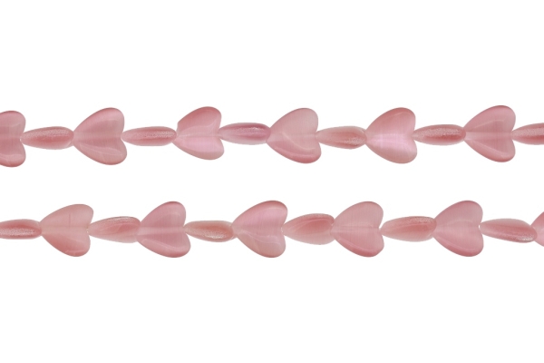 BEADS FROM NATURAL STONES - CAT'S EYE - HEART - 12x12x5mm ROSE DUST - PACKAGE (2x31pcs.) Hole-1.0mm