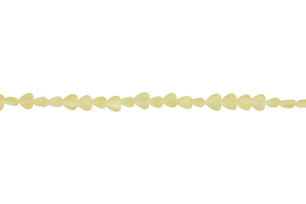 BEADS FROM NATURAL STONES - CAT'S EYE - HEART - 6x6x3mm CHAMPAGNE (LIGHT) - STRING (62pcs.) Hole-0.8mm