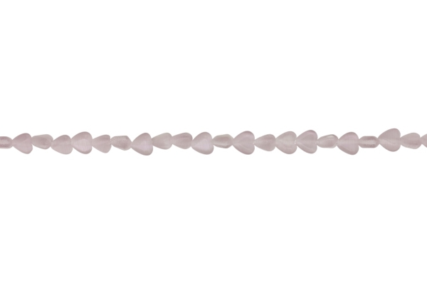 BEADS FROM NATURAL STONES - CAT'S EYE - HEART - 6x6x3mm PURPLE (LIGHT) - STRING (62pcs.) Hole-0.8mm