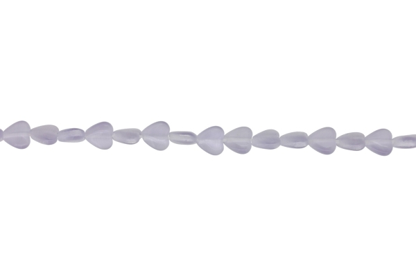 BEADS FROM NATURAL STONES - CAT'S EYE - HEART - 8x8x3.5mm PURPLE (LIGHT) 02 - STRING (47pcs.) Hole-1.0mm