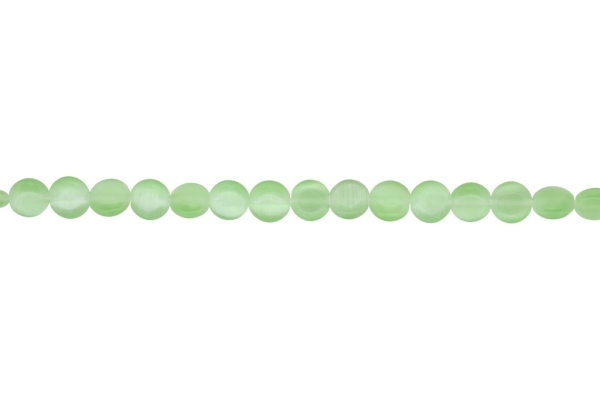 BEADS FROM NATURAL STONES - CAT'S EYE - BONIBON - 8x3mm GREEN (LIGHT) 02 - STRING (50pcs.) Hole-1.0mm