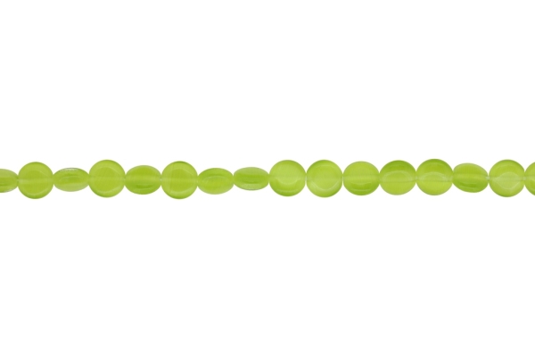 BEADS FROM NATURAL STONES - CAT'S EYE - BONIBON - 8x3mm GREEN (LIGHT) - STRING (50pcs.) Hole-1.0mm