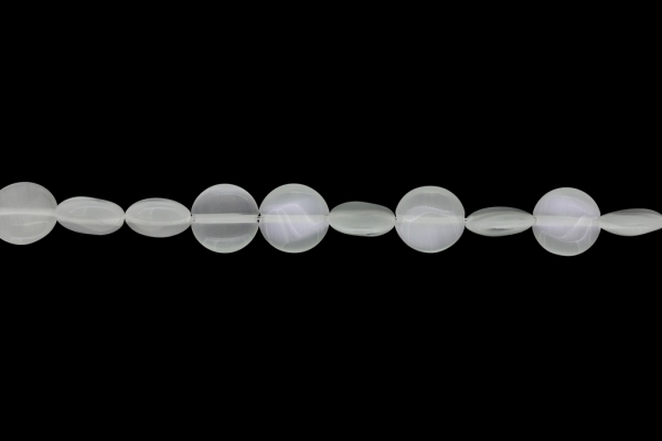 BEADS FROM NATURAL STONES - CAT'S EYE - BONIBON - 12x4mm WHITE - STRING (33pcs.) Hole-1.0mm