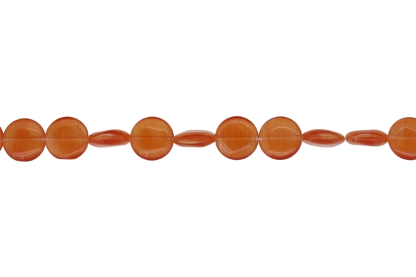 BEADS FROM NATURAL STONES - CAT'S EYE - BONIBON - 12x4mm ORANGE (DARK) - STRING (33pcs.) Hole-1.0mm