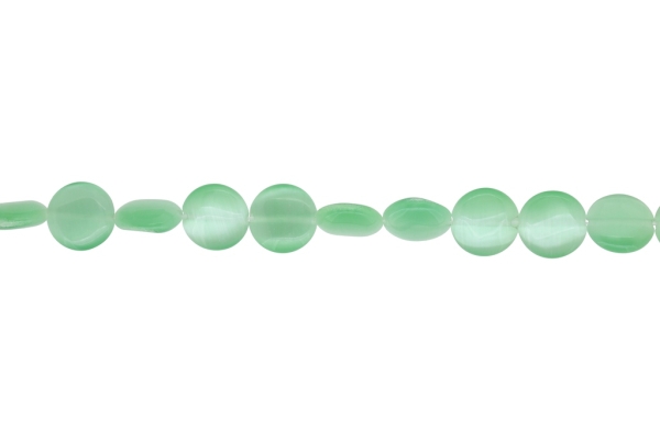 BEADS FROM NATURAL STONES - CAT'S EYE - BONIBON - 12x4mm RESEDA - STRING (33pcs.) Hole-1.0mm