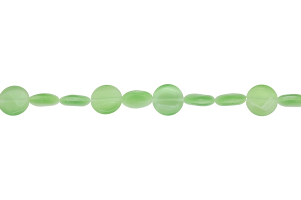 BEADS FROM NATURAL STONES - CAT'S EYE - BONIBON - 12x4mm GREEN (LIGHT) 02 - STRING (33pcs.) Hole-1.0mm