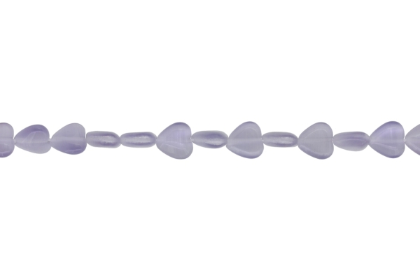 BEADS FROM NATURAL STONES - CAT'S EYE - HEART - 10x10x4mm PURPLE (LIGHT) 02 - STRING (40pcs.) Hole-1.0mm