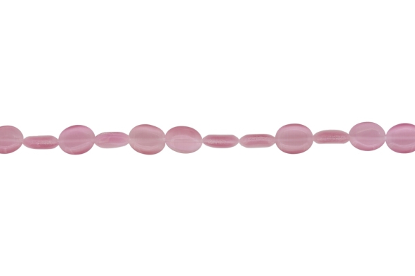 BEADS FROM NATURAL STONES - CAT'S EYE - OVAL - 10x8x4mm CORAL PINK (LIGHT) - STRING (40pcs.) Hole-1.0mm