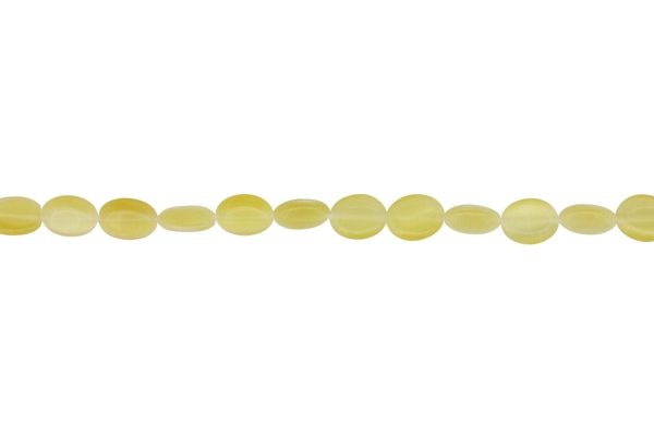 BEADS FROM NATURAL STONES - CAT'S EYE - OVAL - 10x8x4mm CHAMPAGNE (LIGHT) - STRING (40pcs.) Hole-1.0mm