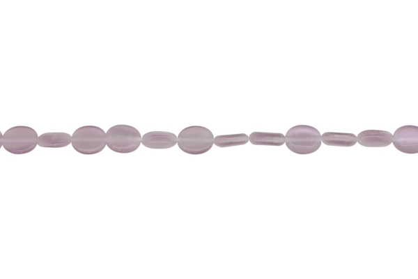 BEADS FROM NATURAL STONES - CAT'S EYE - OVAL - 10x8x4mm PURPLE (LIGHT) - STRING (40pcs.) Hole-1.0mm