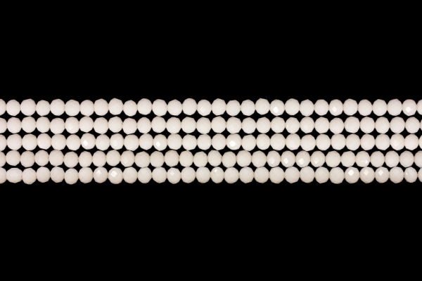 GLASS BEADS - FACETED RONDELLE CRYSTALS - 4х3mm - OPAQUE - CREAM (LIGHT) 050 - STRING (128pcs.) Hole-1.0mm