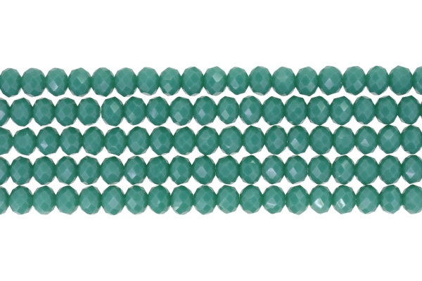 GLASS BEADS - FACETED RONDELLE CRYSTALS - 8x6mm - OPAQUE - TURQUOISE GREEN 055A - STRING (5x66pcs.) Hole-1.5mm