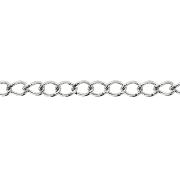 METAL CHAIN - STEEL 316 - CURB - 4x3x0.6mm NICKEL - 1meter