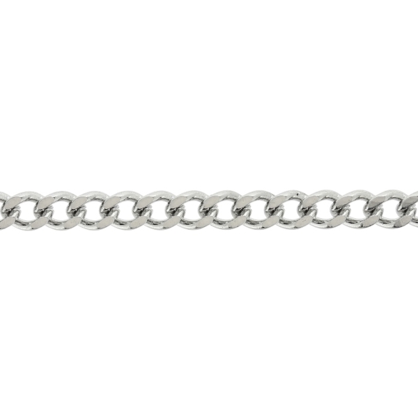 METAL CHAIN - STEEL 316 - CURB FLAT - 4x3x0.8mm NICKEL - 1meter