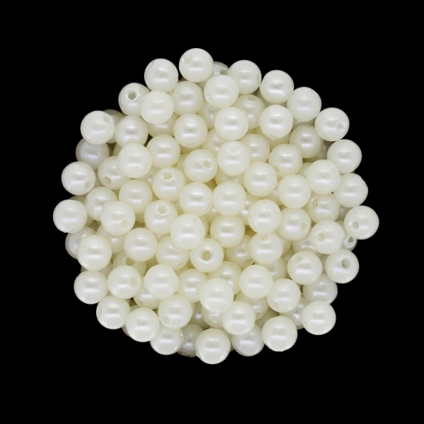 ACRYLIC IMITATION PLASTIC PEARLS - BALL - 6mm ECRU 57 - 50g Hole-1.7mm (520pcs.)