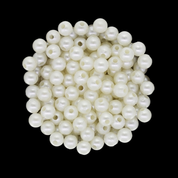 ACRYLIC IMITATION PLASTIC PEARLS - BALL - 6mm ECRU 62 - PACKAGE 500g Hole-2.0mm (4700pcs.)