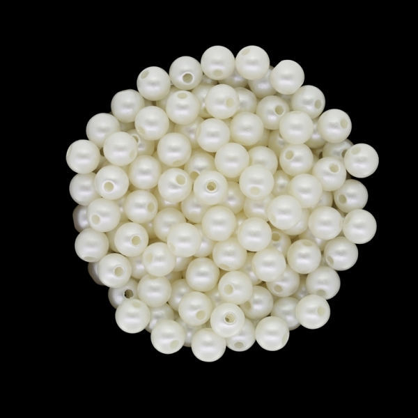 ACRYLIC IMITATION PLASTIC PEARLS - BALL - 6mm ECRU 64 - 50g Hole-1.8mm (505pcs.)