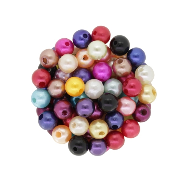 ACRYLIC IMITATION PLASTIC PEARLS - BALL - 8mm MIX 01 - 50g Hole-2.5mm (210pcs.)