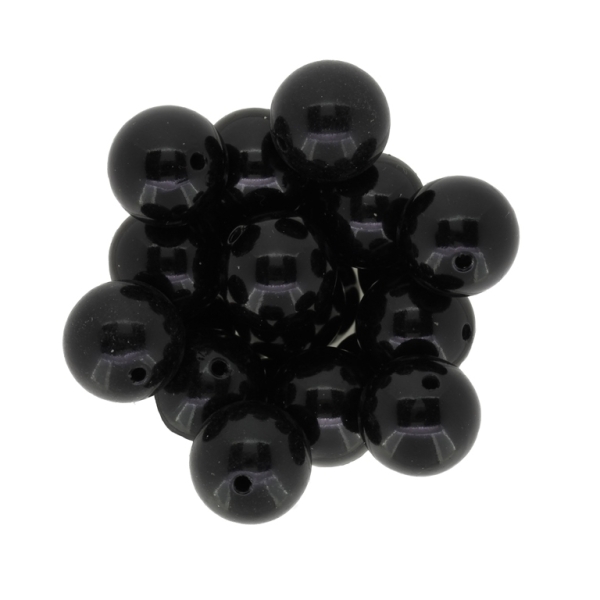 ACRYLIC IMITATION PLASTIC PEARLS - BALL - 16mm BLACK - 50g Hole-2.2mm (24pcs.)