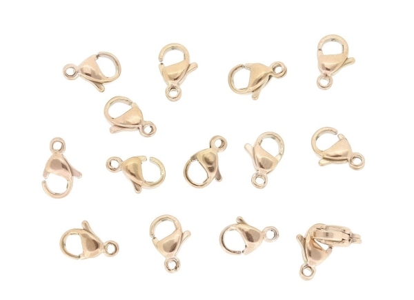 METAL ELEMENTS - LOBSTER CLAW CLASP PARROT CLOSURE - STEEL  304 - 6x9x3mm GOLD PINK - 5pcs. Hole-1.3mm