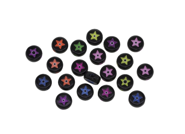 ACRYLIC BEADS - DISK STAR - 7x4mm BLACK WITH MIX- 500g Hole-1.8mm (4060pcs.)