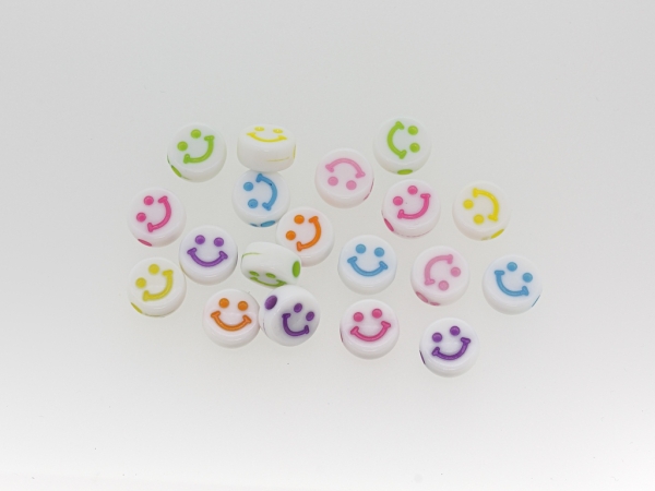 ACRYLIC BEADS - SMILEY FACE - DISK 02 - 10x5mm MIX (LIGHT) - PACKAGE 500g Hole-2.5mm (1460pcs.)