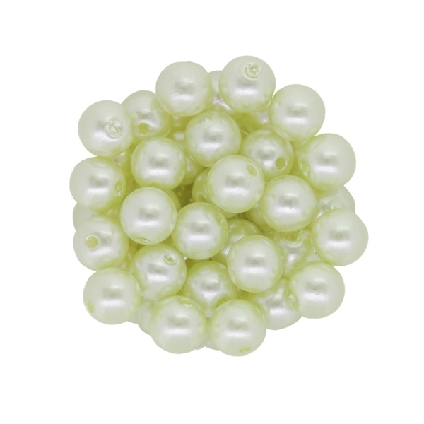 ACRYLIC IMITATION PLASTIC PEARLS - BALL - 10mm GREEN (LIGHT) 28 - 50g Hole-2.2mm (99pcs.)