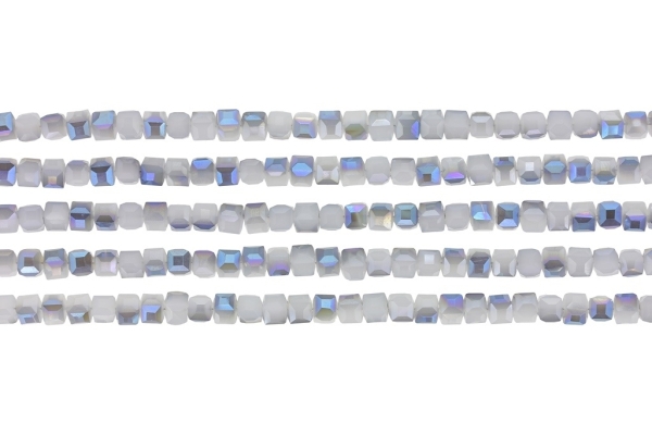  GLASS BEADS - CRYSTALS - CUBE 4x4mm - UV - GRAY 083 - STRING (98pcs.) Hole-1.2mm