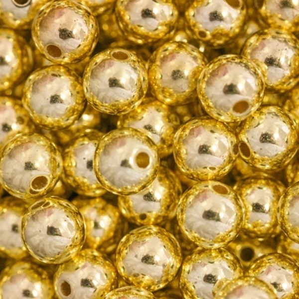 METAL PLATED PLASTIC / CCB BEADS - BALL - 8mm GOLD - 50g Hole-2.2mm (170pcs.)