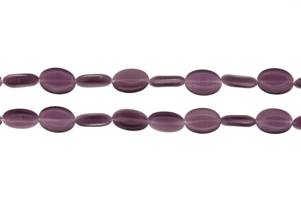 BEADS FROM NATURAL STONES - CAT'S EYE - OVAL - 14x10x4mm PURPLE - PACKAGE (2x28pcs.) Hole-1.0mm