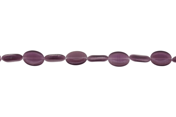 BEADS FROM NATURAL STONES - CAT'S EYE - OVAL - 14x10x4mm PURPLE - STRING (28pcs.) Hole-1.0mm