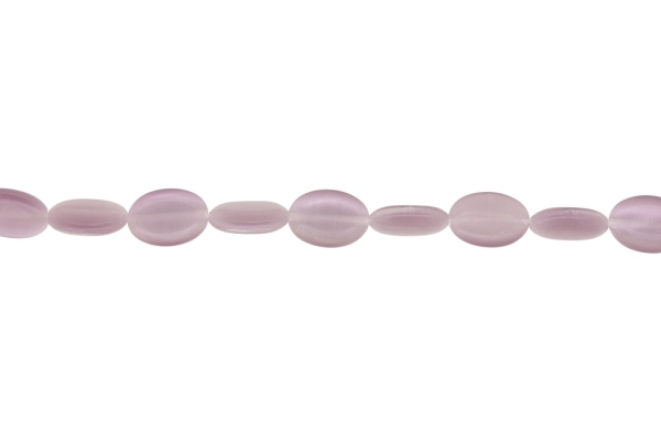 BEADS FROM NATURAL STONES - CAT'S EYE - OVAL - 14x10x4mm PURPLE (LIGHT) - STRING (28pcs.) Hole-1.0mm