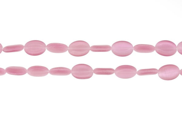 BEADS FROM NATURAL STONES - CAT'S EYE - OVAL - 14x10x4mm CORAL PINK (LIGHT) - PACKAGE (2x28pcs.) Hole-1.0mm