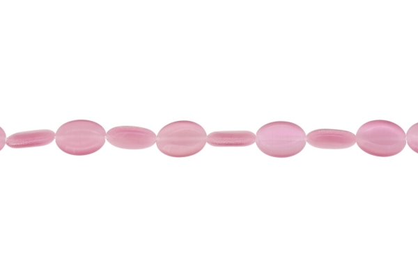 BEADS FROM NATURAL STONES - CAT'S EYE - OVAL - 14x10x4mm CORAL PINK (LIGHT) - STRING (28pcs.) Hole-1.0mm