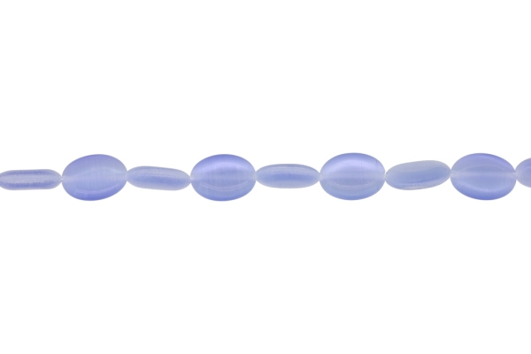 BEADS FROM NATURAL STONES - CAT'S EYE - OVAL - 14x10x4mm BLUE 02 - STRING (28pcs.) Hole-1.0mm