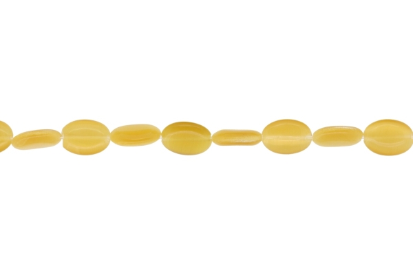 BEADS FROM NATURAL STONES - CAT'S EYE - OVAL - 14x10x4mm AMBER (LIGHT) - STRING (28pcs.) Hole-1.0mm