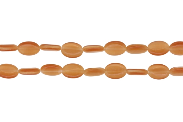 BEADS FROM NATURAL STONES - CAT'S EYE - OVAL - 14x10x4mm ORANGE 02 - PACKAGE (2x28pcs.) Hole-1.0mm