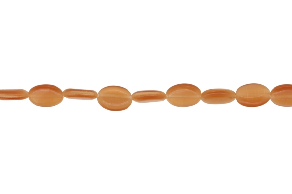 BEADS FROM NATURAL STONES - CAT'S EYE - OVAL - 14x10x4mm ORANGE 02 - STRING (28pcs.) Hole-1.0mm