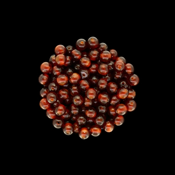 RESIN PLASTIC BEADS - CAT'S EYE - BALL - 6mm BROWN (DARK) - 50pcs. Hole-1.5mm