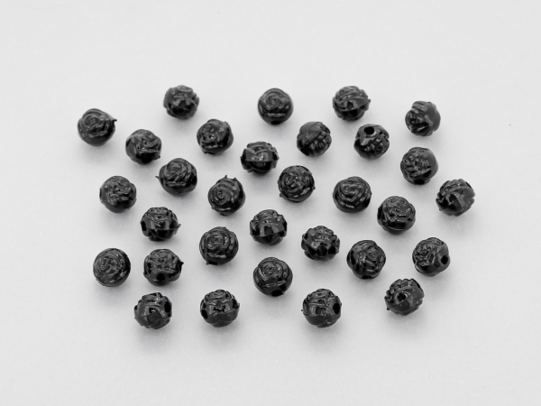 OPAQUE PLASTIC BEADS - BALL ROSE - 6mm BLACK С42 - 50g Hole-1.8mm (490pcs.)