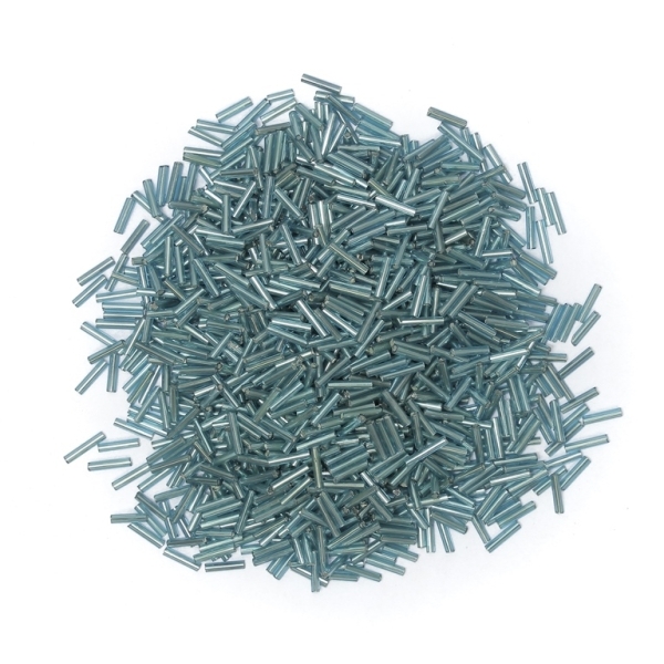 GLASS SEED BEADS - BUGLES 9х2mm - SILVER THREAD - BLUE (LIGHT) 23 - PACKAGE 450g Hole-0.8mm