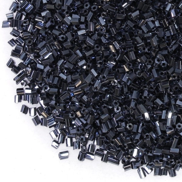 GLASS SEED BEADS - 2 CUT 2x2mm - IRIS - HEMATITE 706 - 50g Hole-0.8mm