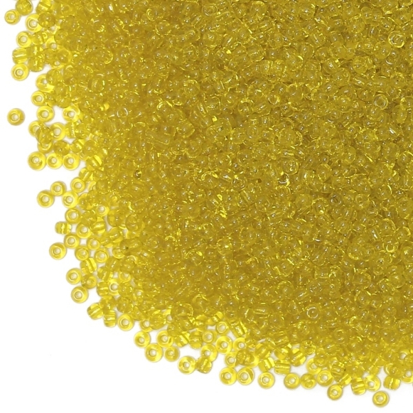 GLASS SEED BEADS - BALL 2mm - TRANSPARENT - YELLOW 10 - 50g Hole-0.8mm