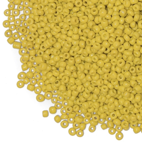 GLASS SEED BEADS - BALL 3mm - OPAQUE - YELLOW 42 - 50g Hole-1.0mm