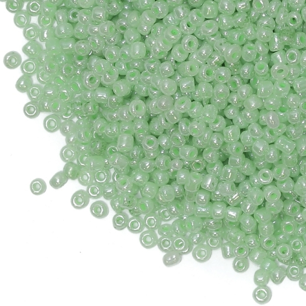 GLASS SEED BEADS - BALL 3mm - CEYLON - MINT (LIGHT) 144 - 50g Hole-1.0mm