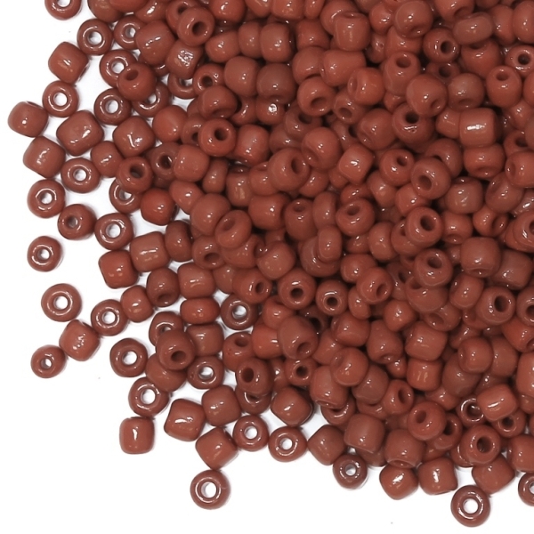 GLASS SEED BEADS - BALL 4mm - OPAQUE - BROWN (DARK) 46 - 50g Hole-1.5mm