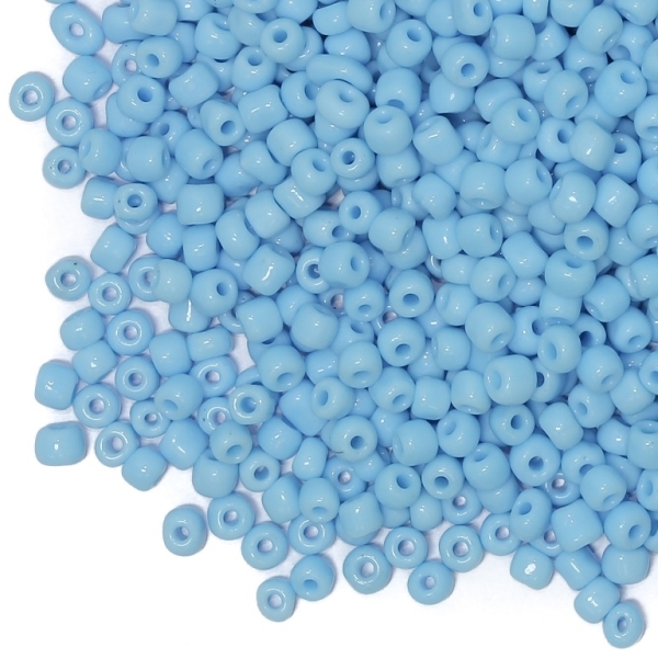 GLASS SEED BEADS - BALL 4mm - OPAQUE - BLUE (LIGHT) 43 - 50g Hole-1.5mm