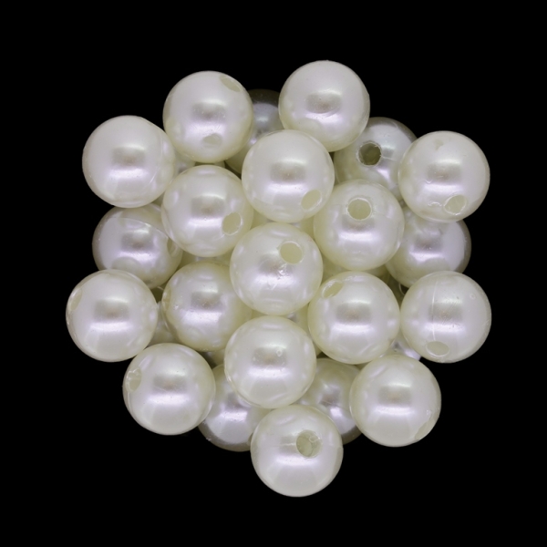 ACRYLIC IMITATION PLASTIC PEARLS - BALL - 12mm ECRU 66 - 50g Hole-3.2mm (58pcs.)